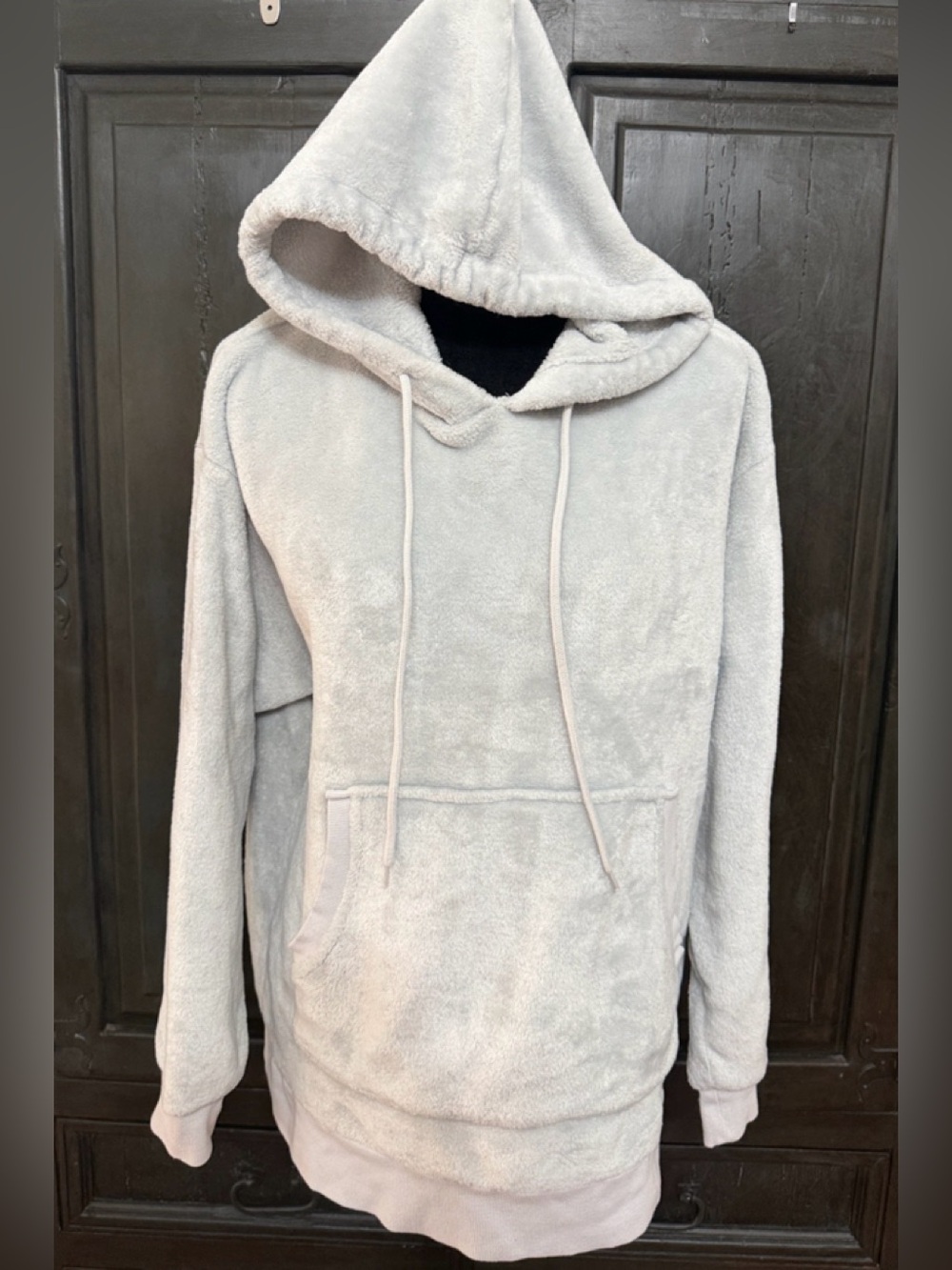 Colsie Fuzzy Gray PULLOVER hoodie- size Large